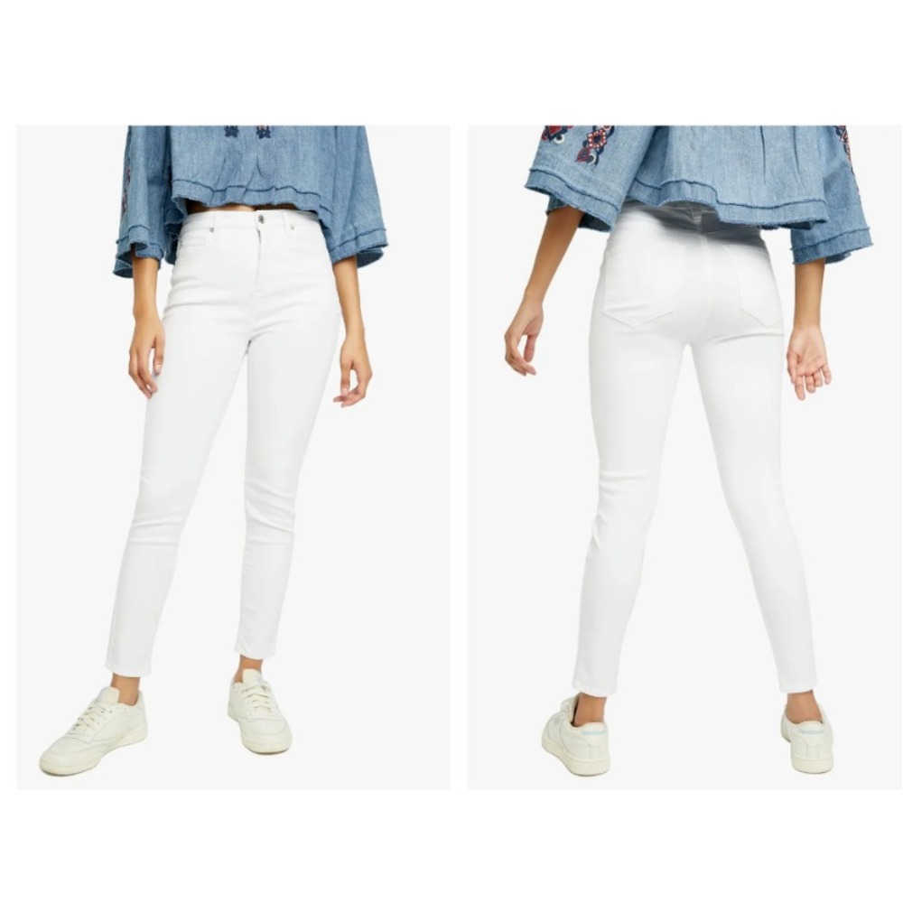 FREE PEOPLE Jeans We The Free Montana Skinny Lily White High Waist Ankle 24 NWTD